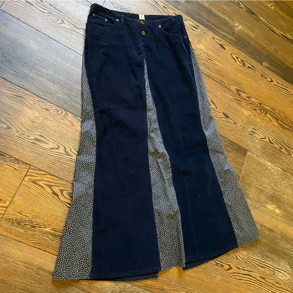 Vintage Maxi Skirt Corduroy Inverted Pleats Star Print pocket patch size medium - Picture 3 of 14